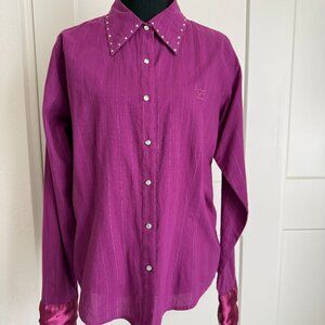 VTG Women's Deep Purple Tailored 20X Western Shirt with Rhinestone Snaps Sz L